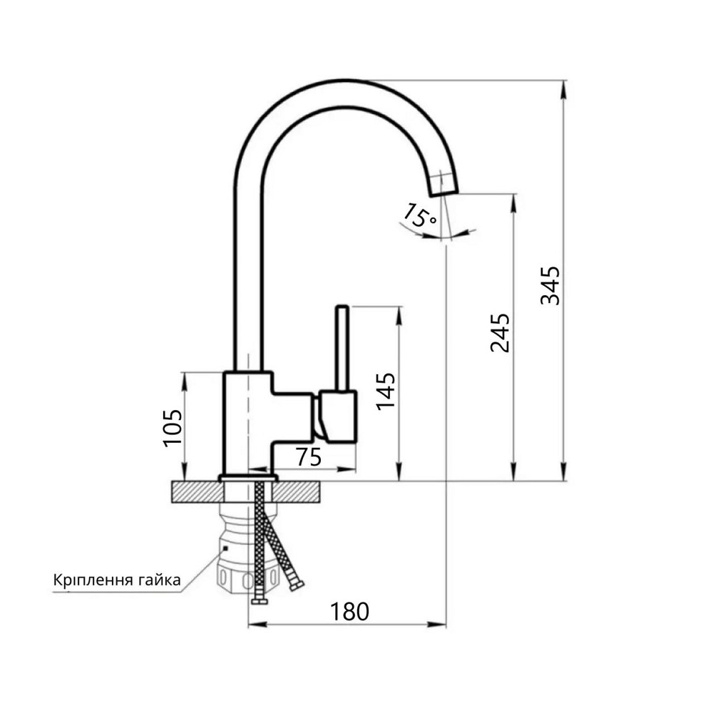 Смеситель для кухни Lidz Aria 015F (k35) LDARI015FNKS21689 Nickel Киев - изображение 2