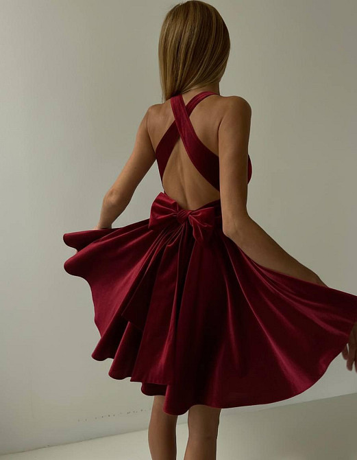 Женское элегантное праздничное бархатное платье Красный, 42/44 Одесса - изображение 2