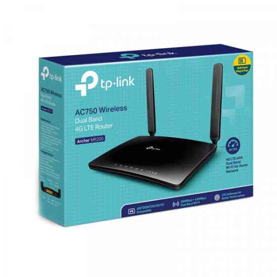 Маршрутизатор TP-Link Archer MR200, AC750 4G LTE 3xFE LAN 1xFE WAN 1xSim Card Slot (Archer MR200) Київ
