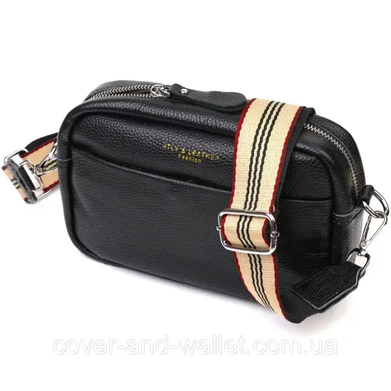 Черная женская сумка-кроссбоди из натуральной кожи Leather Collection Киев