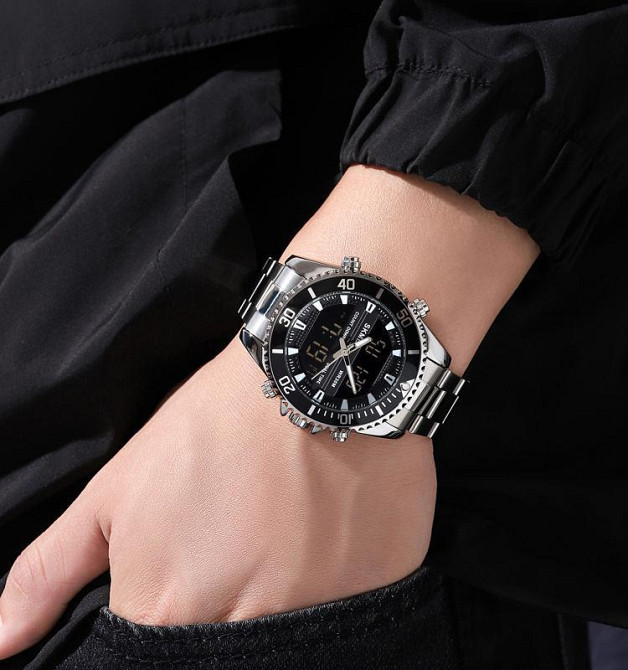 Чоловічий наручний годинник Skmei 1850 (Сріблясті з чорним циферблатом) Вінниця - фото 6