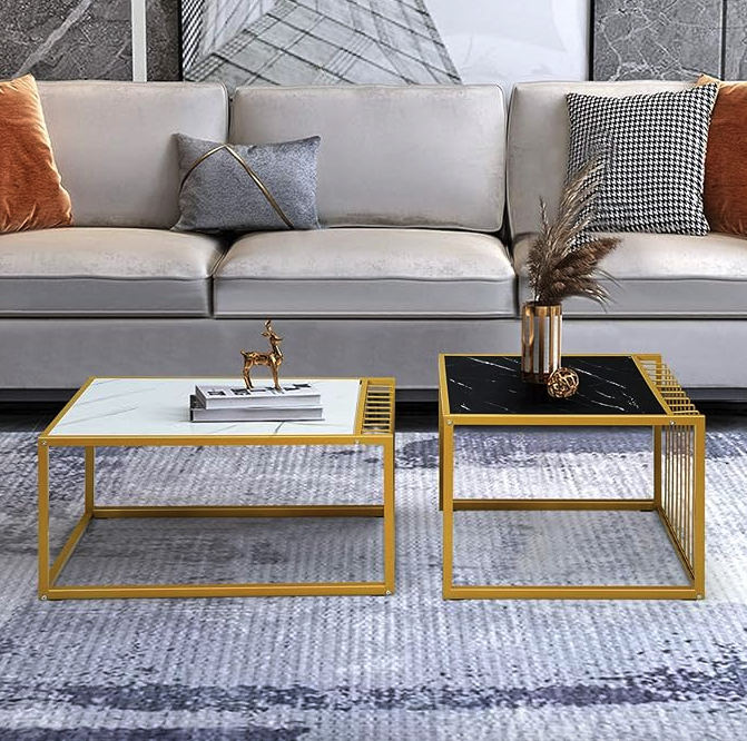 Комплект журнальних столів Costway Scorpion зі штучного мармуру Київ - фото 4