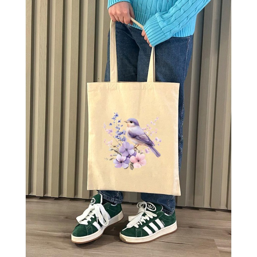 Екошопер BookOpt BK 4106 Пташка на квітах бежевий Киев - изображение 9