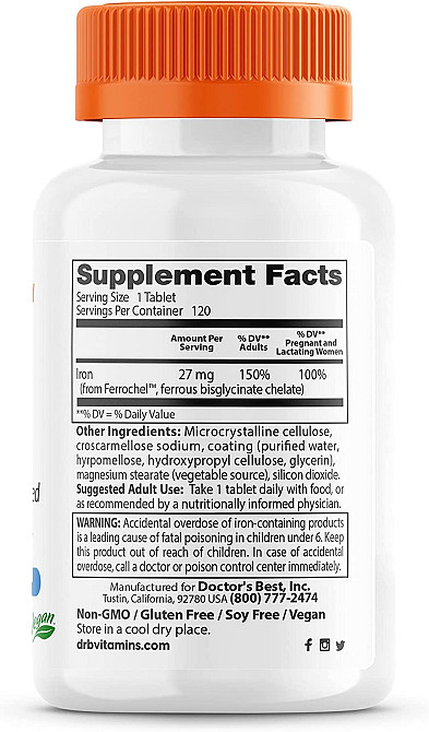 Железо High Absorption Iron With Ferrochel, 27 mg, 120 Tablets Луцк - изображение 2