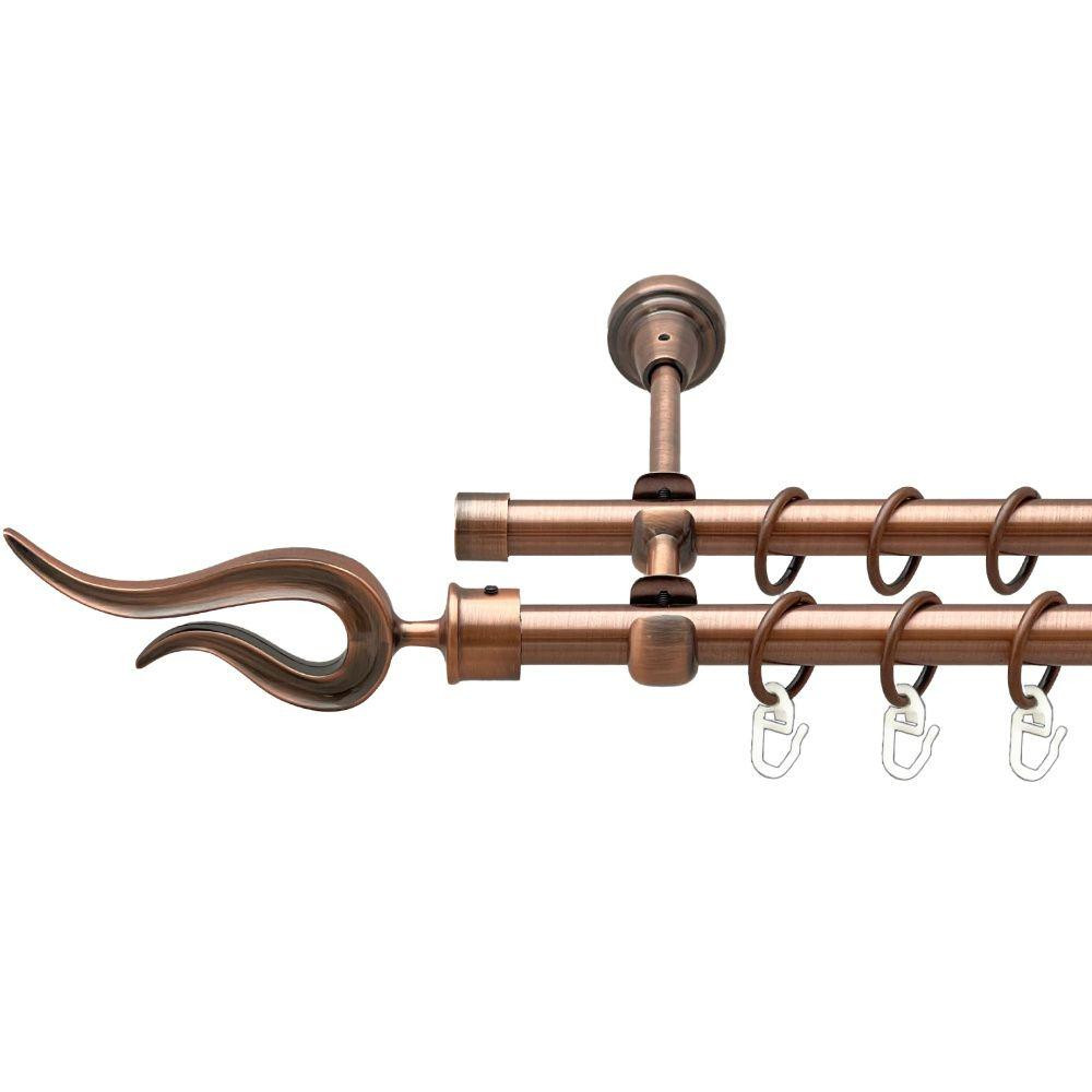 Карниз Orvit Віоло металевий дворядний відкритий гладка труба кільце металеве Мідь 16\16 мм 240 см Львов - изображение 1