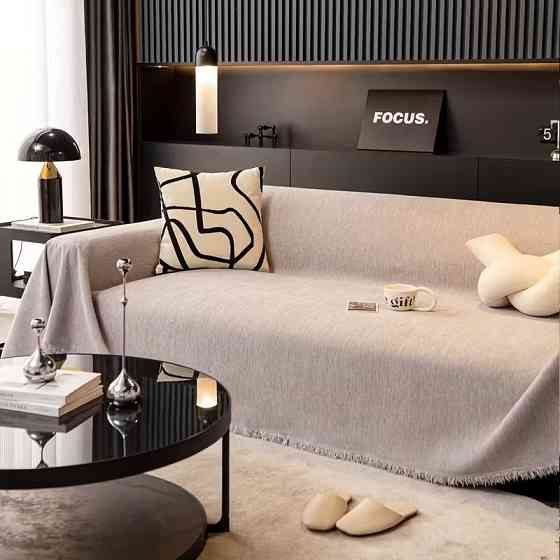 Плед покрывало на диван или кровать,чехол накидка 180х230 см для мягкой мебели светло-серый Каменец-Подольский