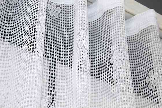 Тюль сетка VR-Textil Juli № 890т Арка на кухню цвет белый с светло-коричневым 300х150 см (53-0007) Киев