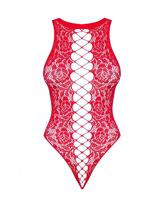 Ажурный бодистокинг с эффектом шнуровки Obsessive B120 teddy red S/M/L, красный Sex Aura Киев - изображение 5