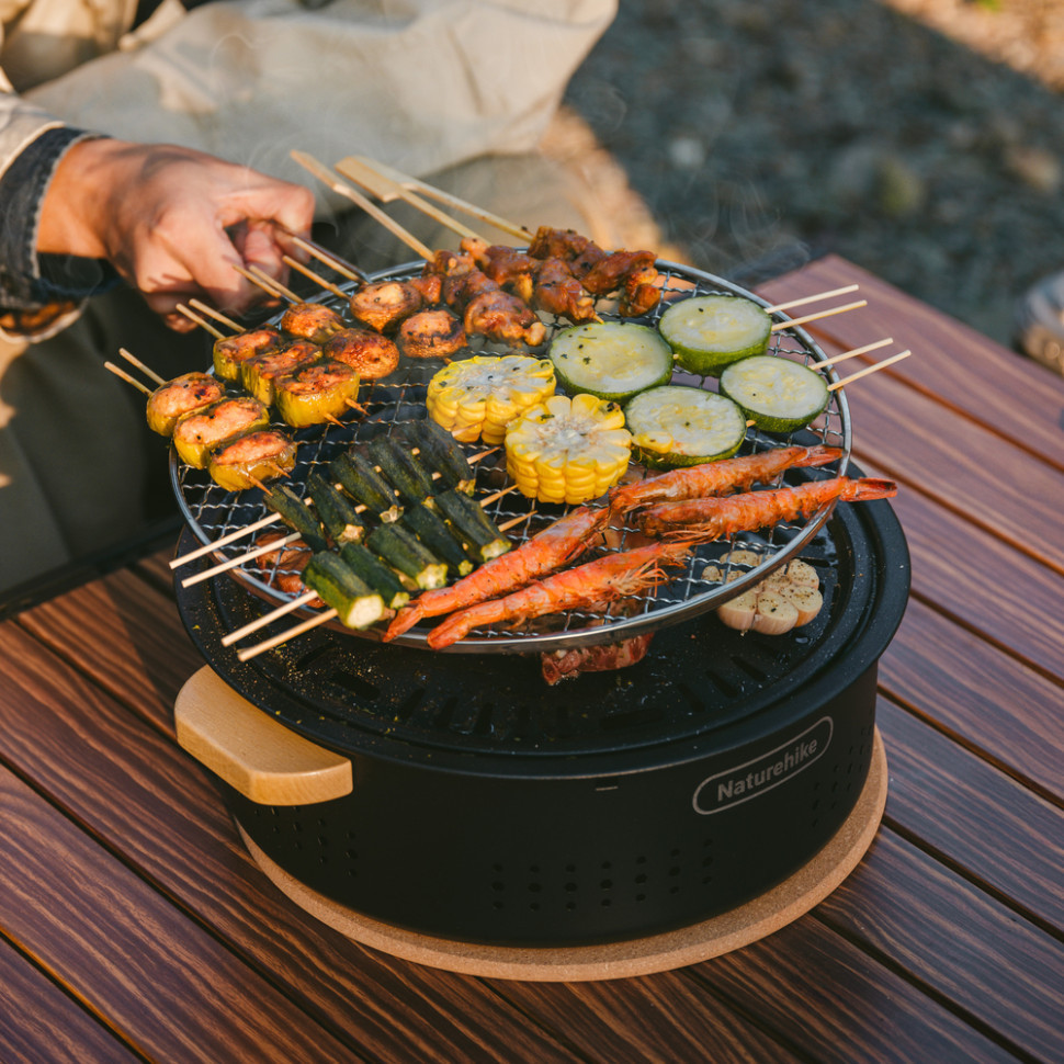 Піч настільна кругла з решіткою гриль і сковорідкою Naturehike CNK2550CF010 36х32.6х12 см хромоване залізо Вінниця - фото 8