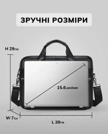 Офисная мужская сумка из натуральной кожи черного цвета ST Leather Киев
