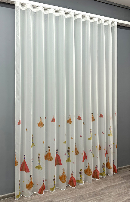 Тюль шифоновая с принтом цвет молочный с разноцветным 1936т Киев - изображение 7