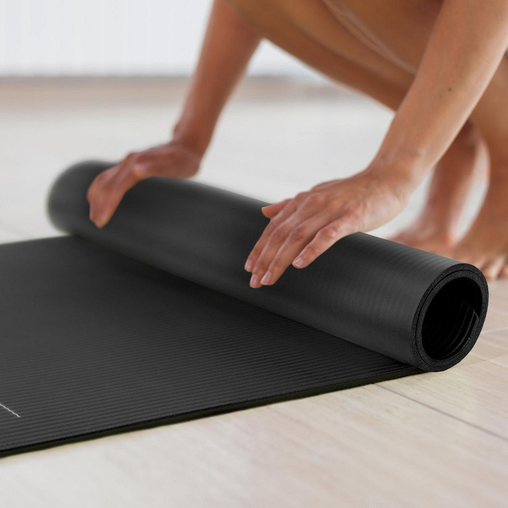 Коврик (мат) для йоги и фитнеса Gymtek NBR 1см черный Киев - изображение 9