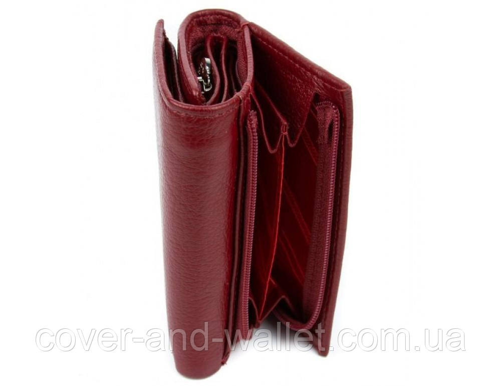 Маленький женский кожаный кошелёк бордового цвета на магнитах Marco Coverna 1419 Киев - изображение 6