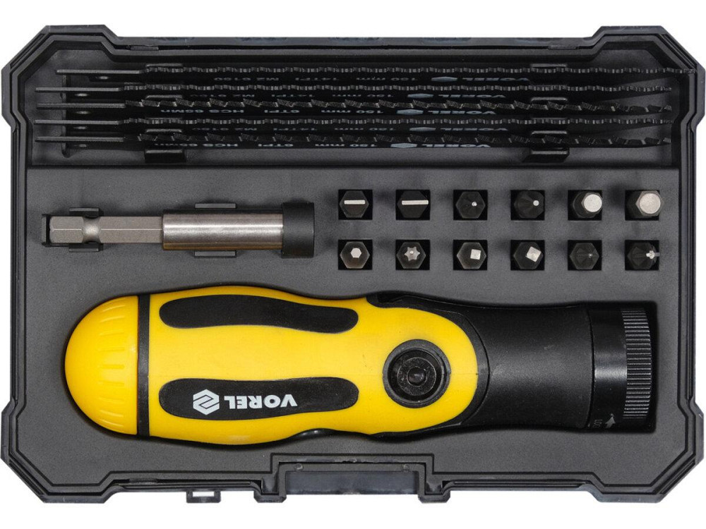 Тримач багнетний різальних полотен і викр. вставок VOREL, l= 150 мм з полотнами і бітами, наб. 18 ел Одеса - фото 1