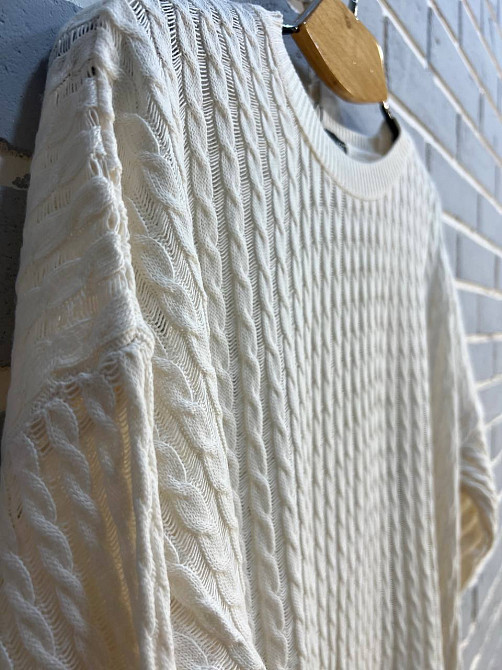 Джемпер женский KARON 10646 полупрозрачный реглан ажурная вязка косичка короткий рукав one size, молочний, one size Киев - изображение 5