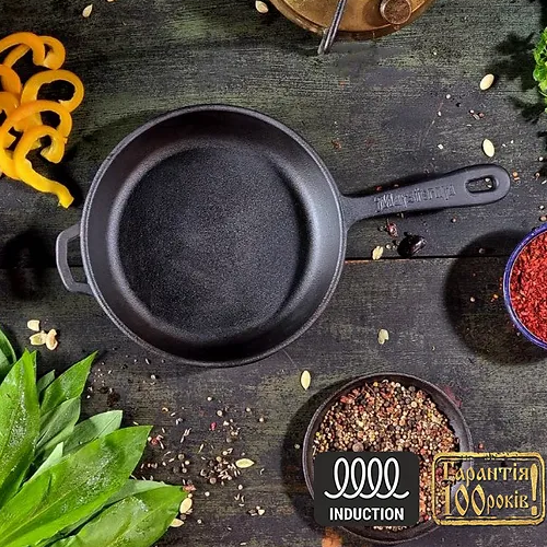 Сковорідка d22*4см чавунна лита Т2012 Майстерня Житомир - фото 5