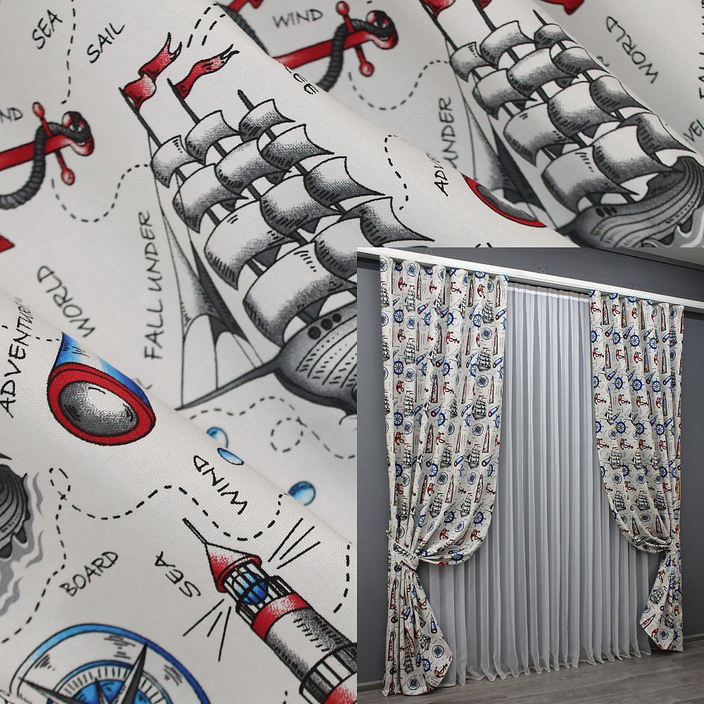 Комплект готовых фото-штор VR-Textil Sea Travel № 1498ш Разноцветный 150х275 см 2 шт (33-0398) Киев - изображение 1