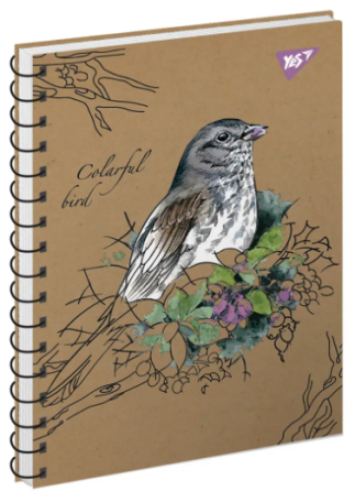 Блокнот В6/120 арк."Yes" # од.спіраль білила Colarful birds крафт, 681910, шт Київ