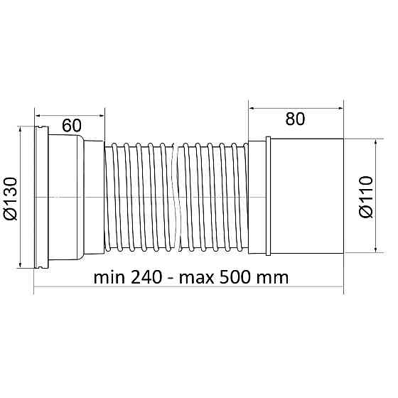 Гофротруба OPTIMUM для унітаза армована 110/550 мм для пластикової каналізації OPTI 011032/55 Київ