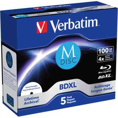Диск BD Verbatim DL 100GB 4x Lifetime archival M-Disc 5шт Jewel (43834) Вінниця