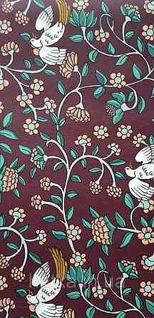 Шпалери вінілові на флізеліні Rasch Clasik 0,53х10 райські пташки квіти листя гілки яскраві білі на бордовому Київ