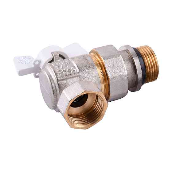 Кран кульовий кутовий з американкою Q PROFESSIONAL QP004 PN40 3/4″ антипротікання, Білий метелик Луцк