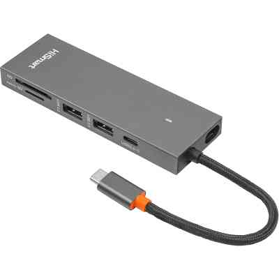 Концентратор HiSmart USB-C to 2xUSB 3.0 + 2xUSB-C + SD + TF + HDMI 4K60Hz gray (CA913459) Винница