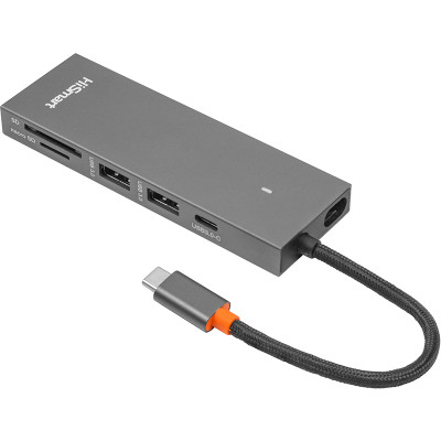 Концентратор HiSmart USB-C to 2xUSB 3.0 + 2xUSB-C + SD + TF + HDMI 4K60Hz gray (CA913459) Вінниця - фото 1