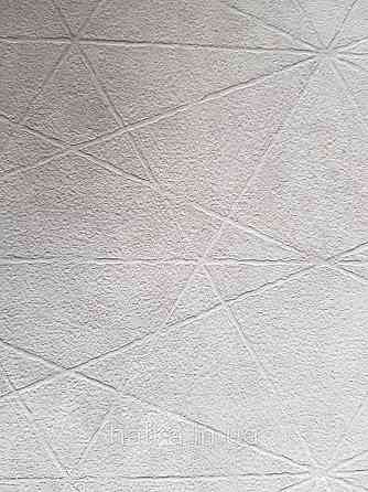 Шпалери вінілові на флізелін Rasch Composition 0,53х10 геометрія смуги фігури під штукатурку білі срібло Київ