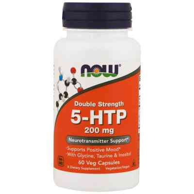 Амінокислота Now Foods 5-HTP (гідроксітріптофан), 200 мг, Подвійна Сила, 60 гелевих (NOW-00108) Вінниця