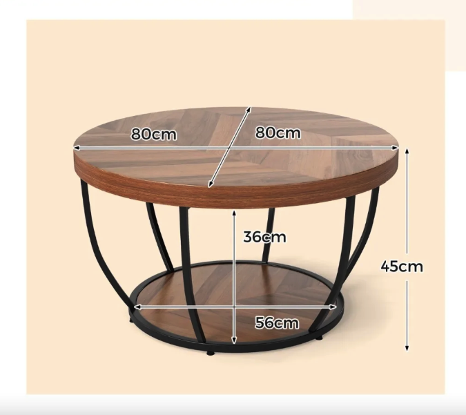 Столик журнальний у стилі лофт з металевими ніжками та дерев’яною стільницею Costway Leo Київ - фото 6