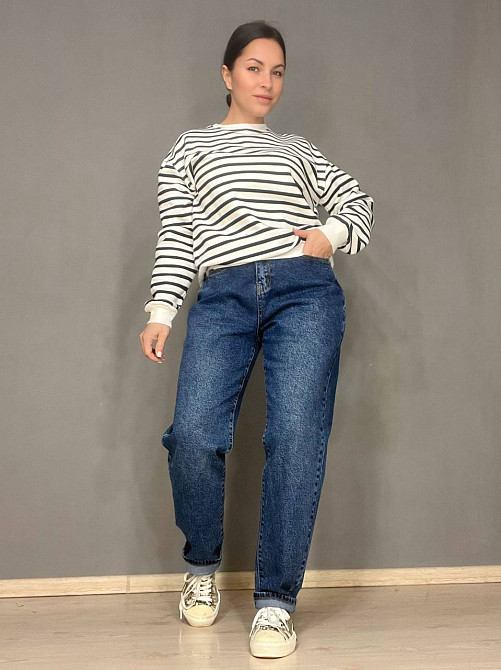 Джинсы женские Ladyn 749 MOM jeans большие размеры резинка на талии по спине стрейчевые синие, синий, З2, 32, 86 см, 116 см Киев - изображение 19