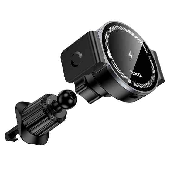 Автотримач для телефона з БЗП HOCO HW35 Power electric magnetic wireless fast charging car holder(air outlet) Black Ковель