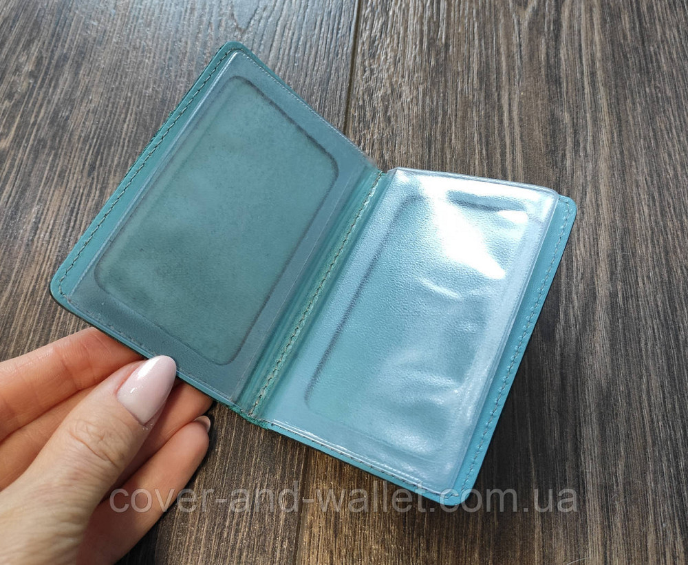 Бірюзова шкіряна обкладинка на права та ID паспорт ST Leather Київ - фото 8