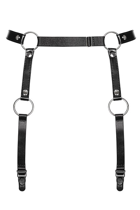 Гартери Obsessive A741 garter belt black O/S, штучна шкіра Sex Aura Київ - фото 1