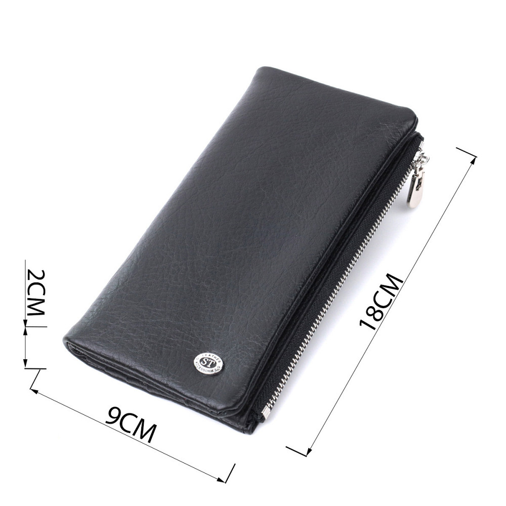 Вертикальный бумажник унисекс из мягкой натуральной кожи Черный (ST Leather) Киев - изображение 7