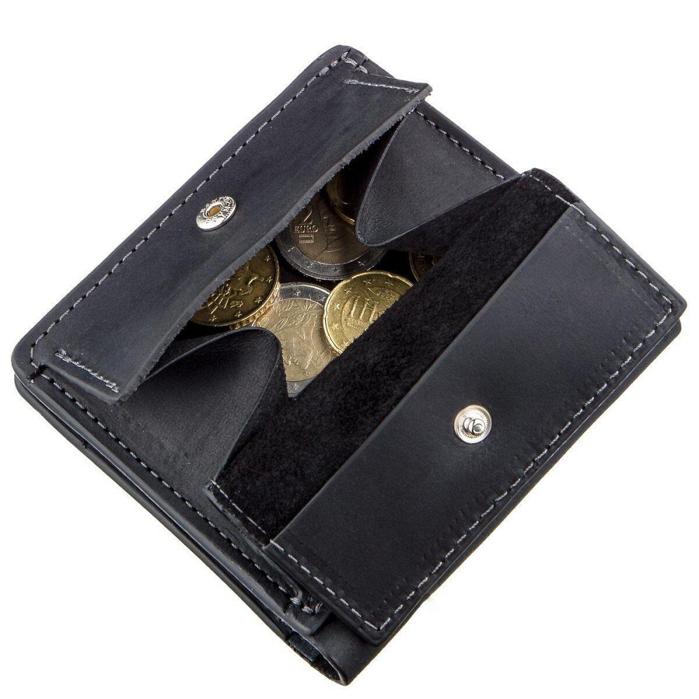 Оригінальна портмоне унісекс з накладної монетницьою Чорне (GRANDE PELLE) Київ - фото 4