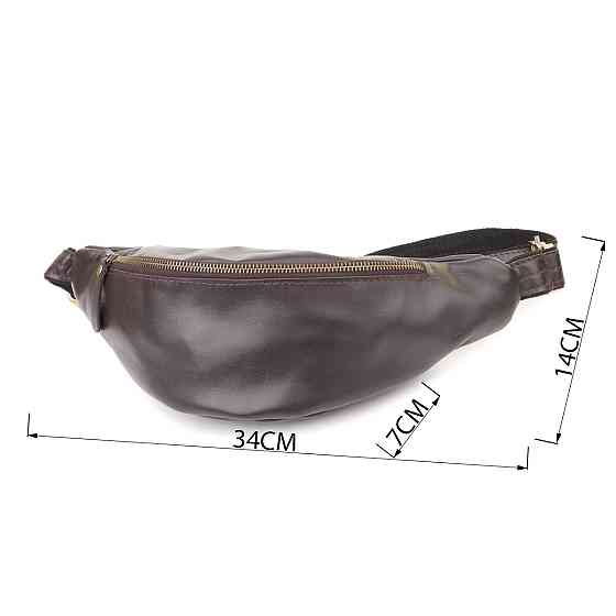 Сумка бананка отменного качества из гладкой натуральной кожи Shvigel 23144 Коричневый Киев