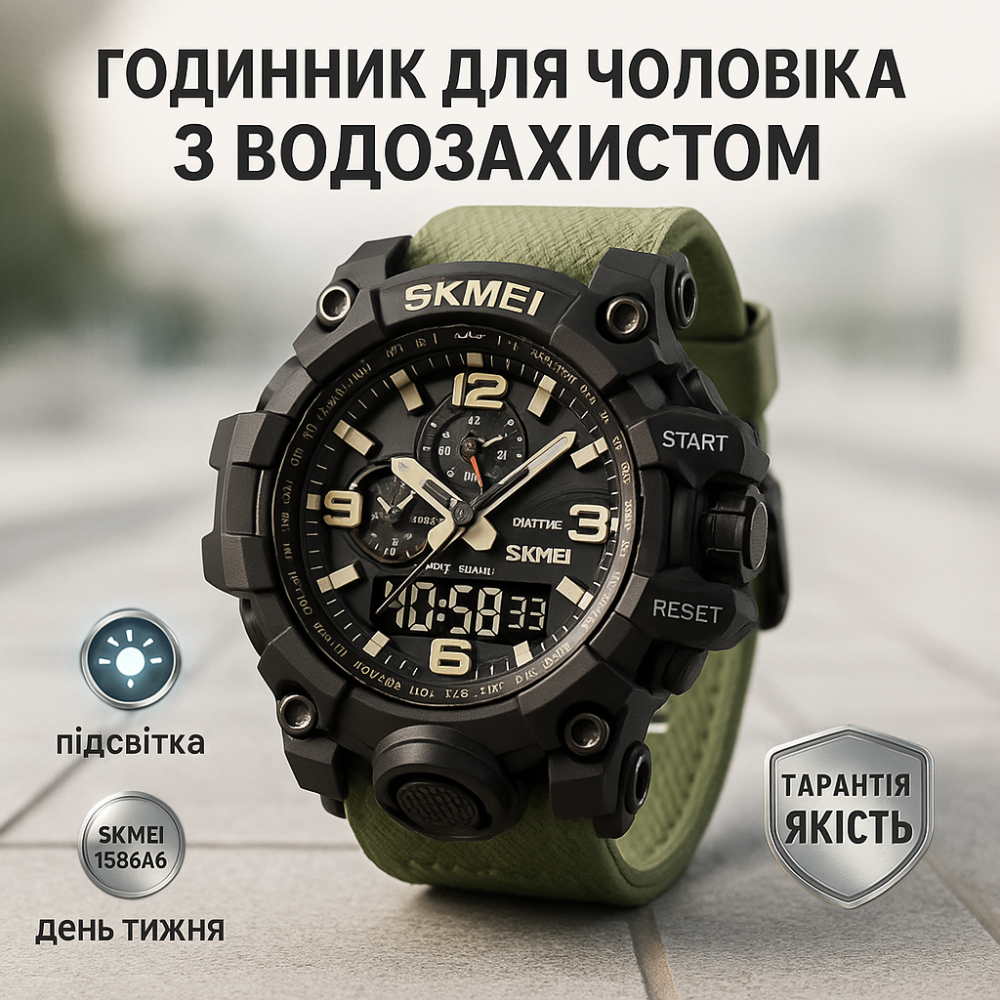 Брендовые мужские часы SKMEI 1586AG, Электронные наручные часы мужские тактические PK-24 Львов - изображение 19