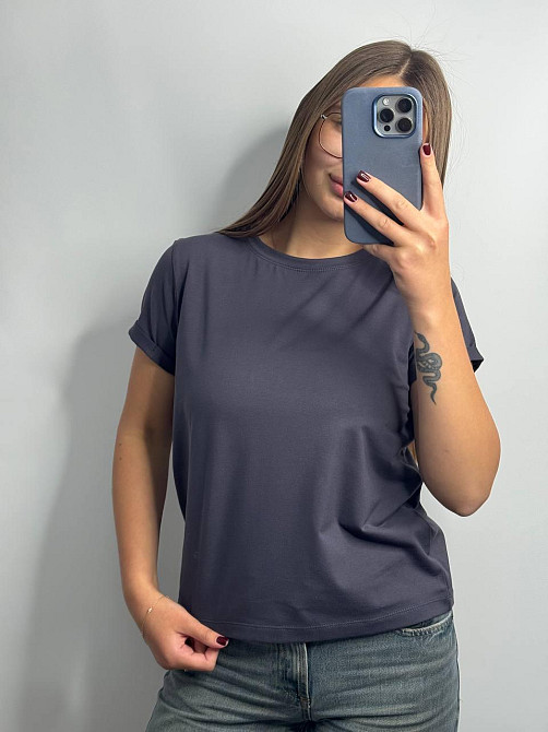 Базова футболка жіноча однотонна Темно-синій XL Харків - фото 3