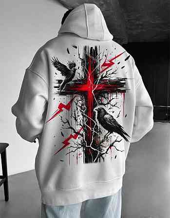 Худи, біла толстовка чоловіча, світшот 2702804566 розмір оверсайз (S,M,L) Дніпро