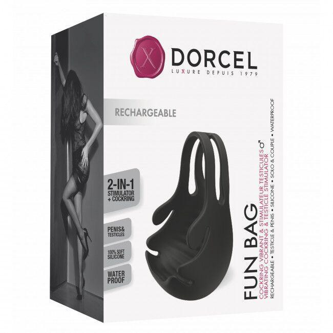 Ерекційне кільце з вібрацією і стимуляцією мошонки Dorcel FUN BAG, перезаряджуване Sex Aura Київ - фото 8