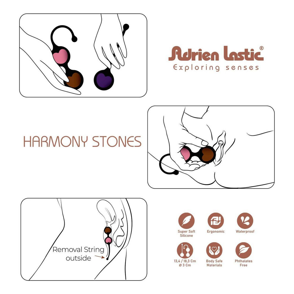 Вагинальные шарики Adrien Lastic Harmony Stones, полудрагоценные камни, диаметр 3 см, 2 держателя Sex Aura Киев - изображение 9