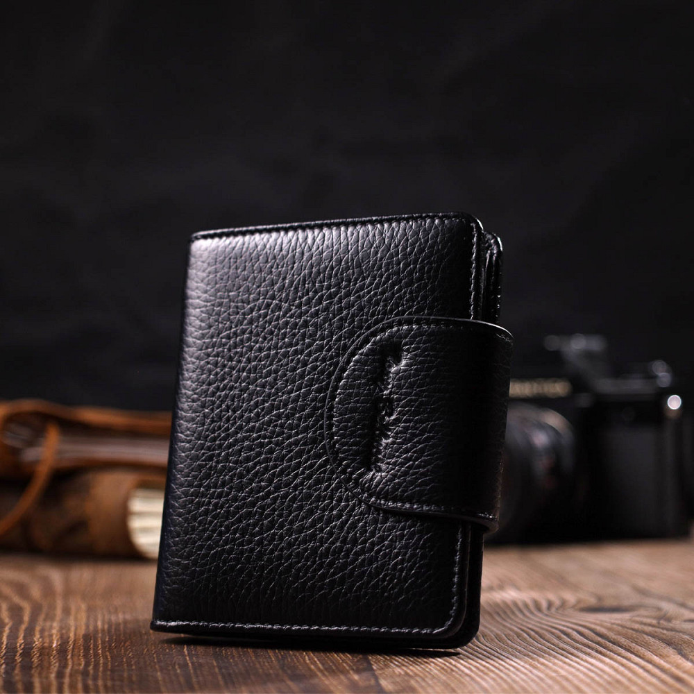 Женский кошелек из натуральной кожи в классическом черном цвете (Tony Bellucci) Киев - изображение 3