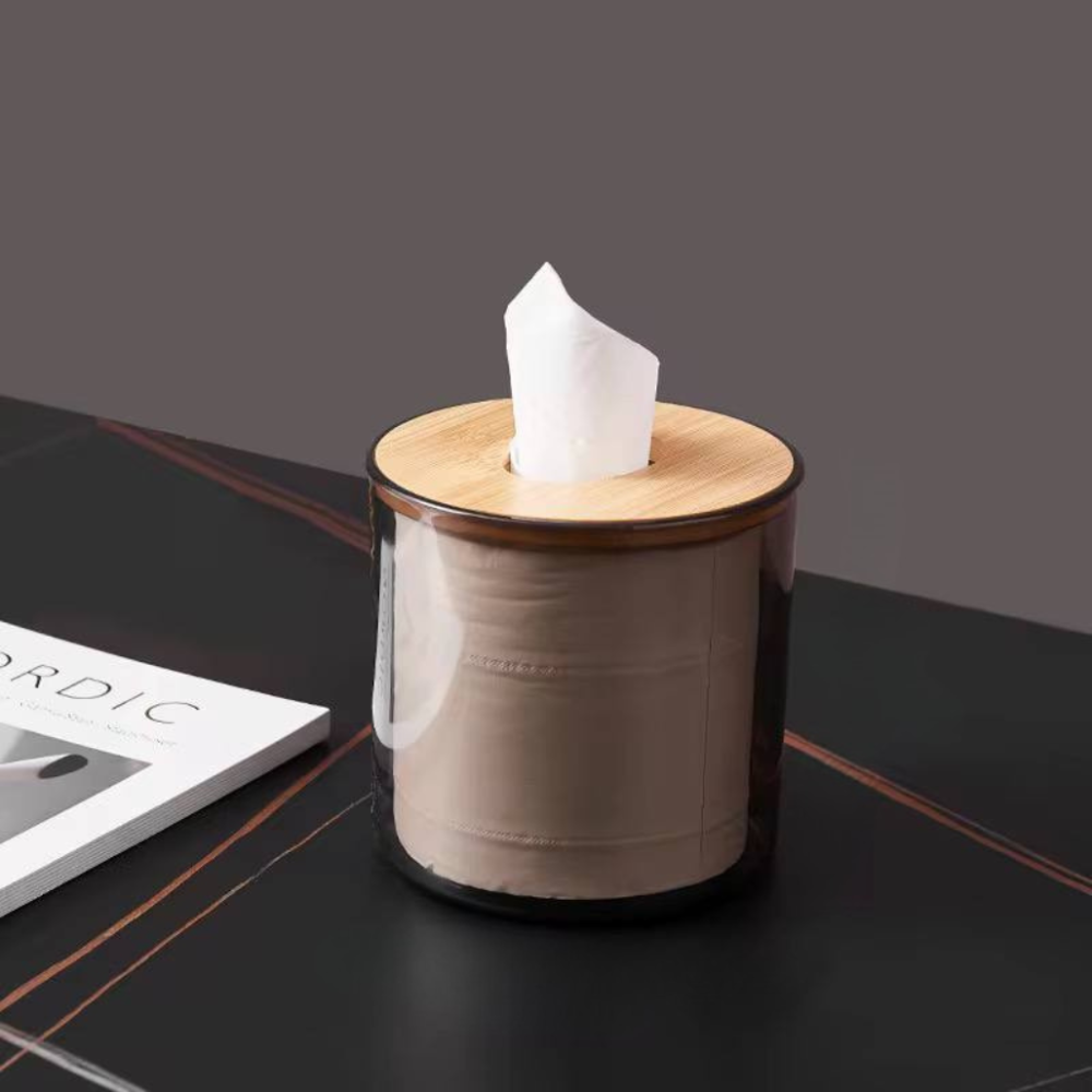 Органайзер-контейнер для серветок, пластиковий круглий з дерев'яною кришкою Кам'янець-Подільський - фото 4