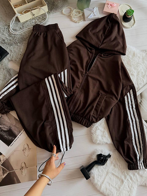 Женский стильный повседневный костюм двойка качественная двунить Шоколад, 46/48 Одесса - изображение 10