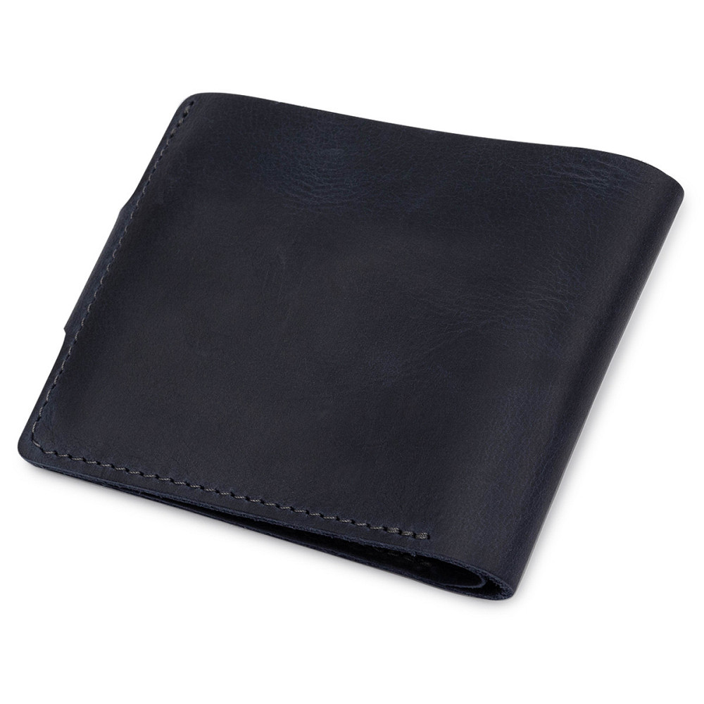 Мужское компактное кожаное портмоне Темно-синий (GRANDE PELLE) Киев - изображение 6