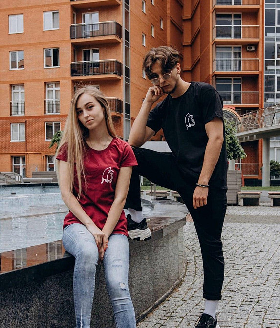 Парні футболки для хлопця та дівчини з малюнком Котики Чернівці - фото 1