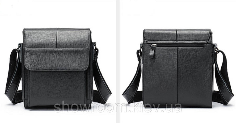 Сумка чоловіча шкіряна середніх розмірів Leather Collection (7433) чорна Київ - фото 2