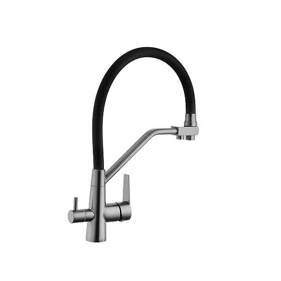 Змішувач для кухні з підключенням до фільтру Kroner KRP Edelstahl Klassisch - PVD03817BLK чорний/графіт Київ